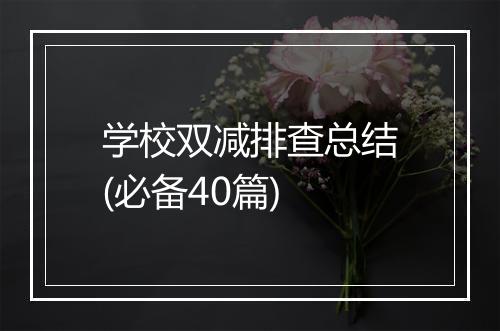学校双减排查总结(必备40篇)