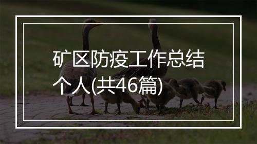 矿区防疫工作总结个人(共46篇)