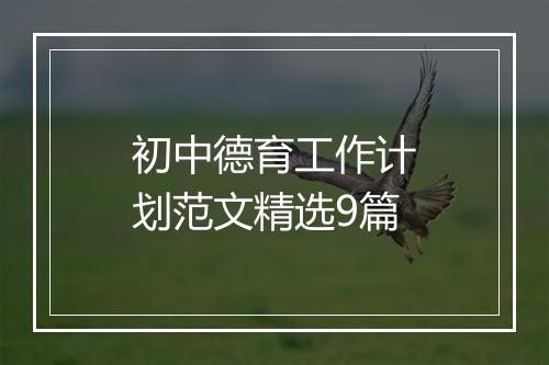 初中德育工作计划范文精选9篇