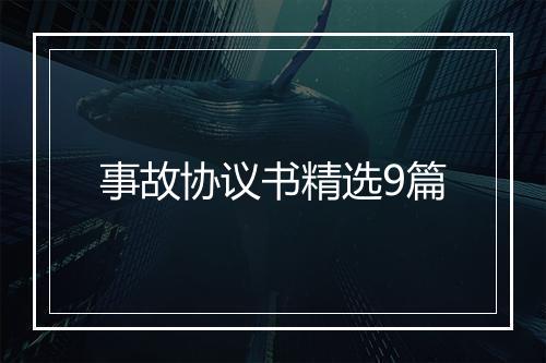 事故协议书精选9篇