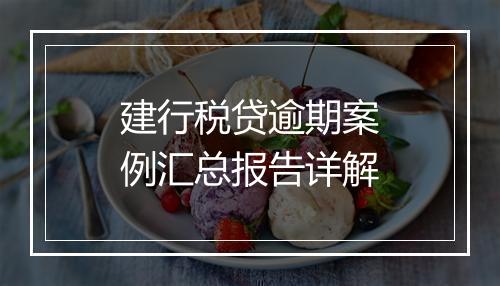 建行税贷逾期案例汇总报告详解