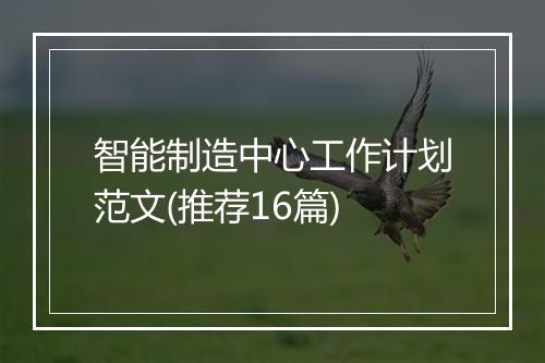 智能制造中心工作计划范文(推荐16篇)