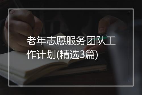 老年志愿服务团队工作计划(精选3篇)