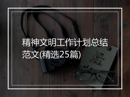 精神文明工作计划总结范文(精选25篇)