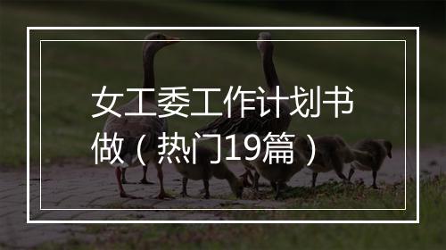 女工委工作计划书做（热门19篇）