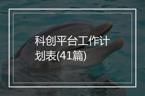 科创平台工作计划表(41篇)