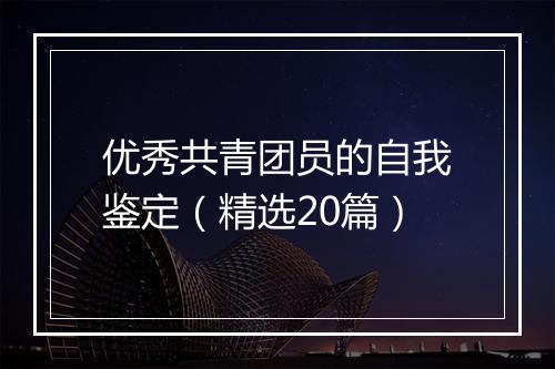 优秀共青团员的自我鉴定（精选20篇）