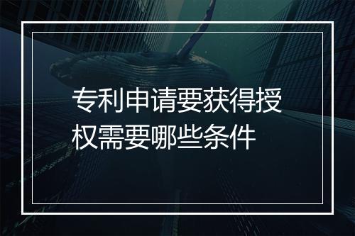 专利申请要获得授权需要哪些条件