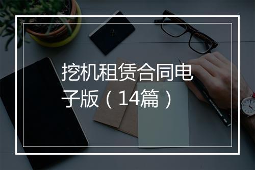 挖机租赁合同电子版（14篇）