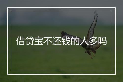 借贷宝不还钱的人多吗
