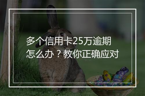 多个信用卡25万逾期怎么办？教你正确应对