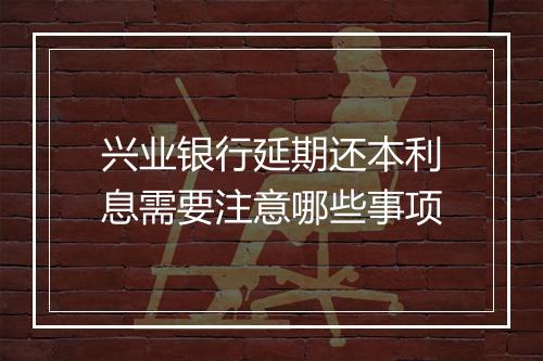 兴业银行延期还本利息需要注意哪些事项