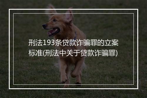 刑法193条贷款诈骗罪的立案标准(刑法中关于贷款诈骗罪)