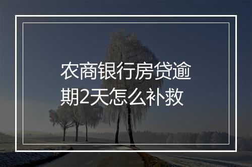 农商银行房贷逾期2天怎么补救