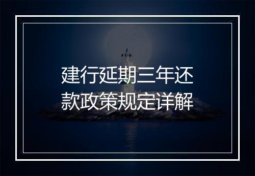 建行延期三年还款政策规定详解