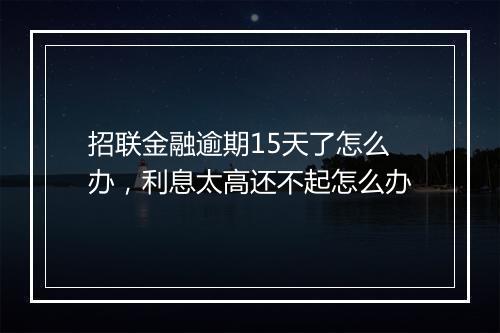 招联金融逾期15天了怎么办，利息太高还不起怎么办