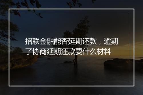 招联金融能否延期还款，逾期了协商延期还款要什么材料