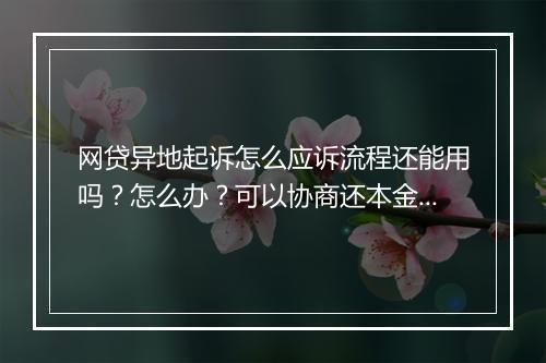 网贷异地起诉怎么应诉流程还能用吗？怎么办？可以协商还本金吗？