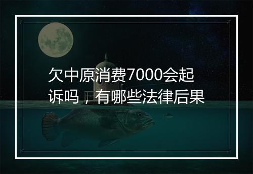 欠中原消费7000会起诉吗，有哪些法律后果
