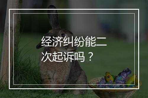 经济纠纷能二次起诉吗？