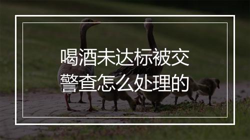 喝酒未达标被交警查怎么处理的