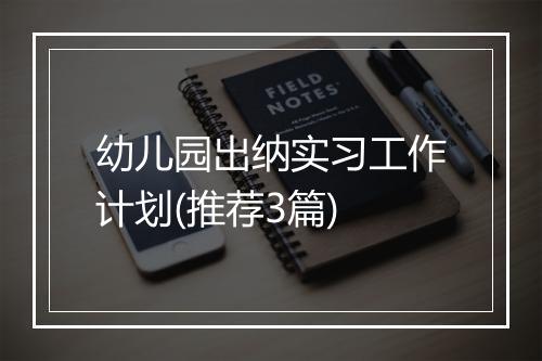 幼儿园出纳实习工作计划(推荐3篇)