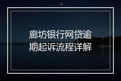 廊坊银行网贷逾期起诉流程详解