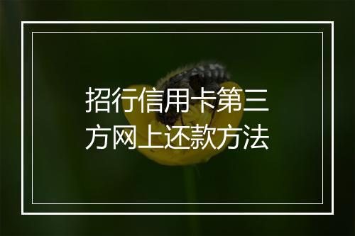 招行信用卡第三方网上还款方法