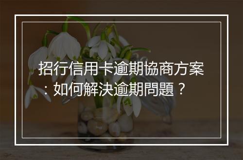 招行信用卡逾期協商方案：如何解決逾期問題？