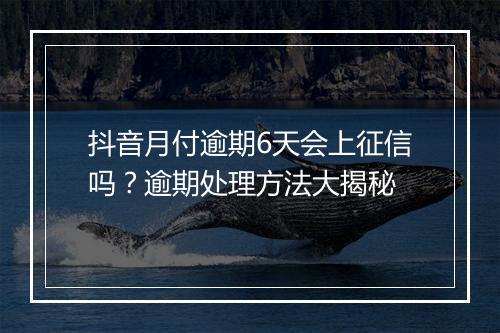 抖音月付逾期6天会上征信吗？逾期处理方法大揭秘