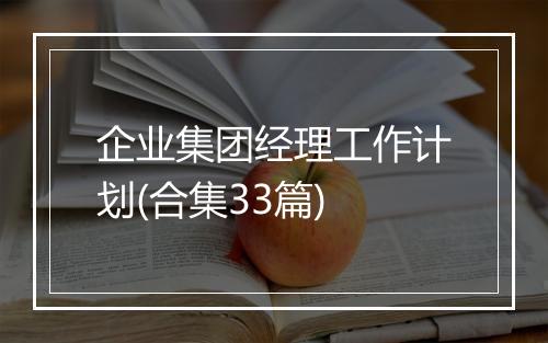 企业集团经理工作计划(合集33篇)