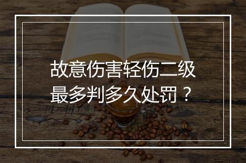 故意伤害轻伤二级最多判多久处罚？