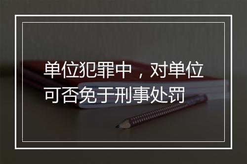 单位犯罪中，对单位可否免于刑事处罚