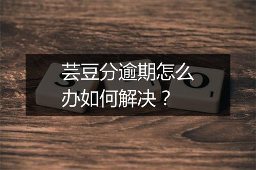 芸豆分逾期怎么办如何解决？