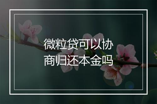 微粒贷可以协商归还本金吗