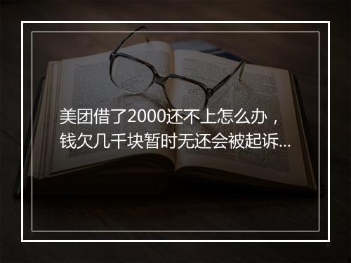 美团借了2000还不上怎么办，钱欠几千块暂时无还会被起诉吗