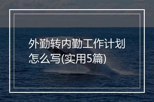 外勤转内勤工作计划怎么写(实用5篇)