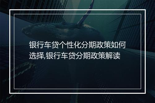 银行车贷个性化分期政策如何选择,银行车贷分期政策解读