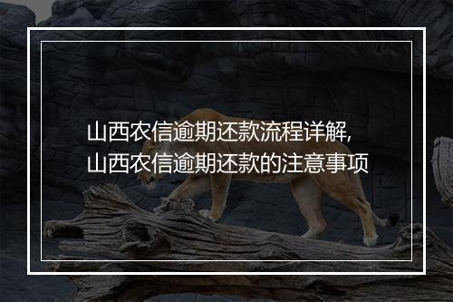山西农信逾期还款流程详解,山西农信逾期还款的注意事项