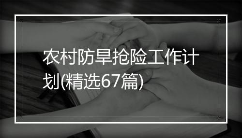 农村防旱抢险工作计划(精选67篇)