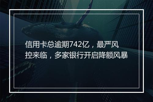 信用卡总逾期742亿，最严风控来临，多家银行开启降额风暴