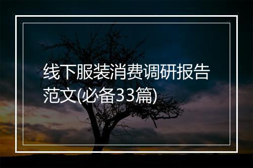线下服装消费调研报告范文(必备33篇)