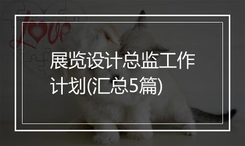 展览设计总监工作计划(汇总5篇)