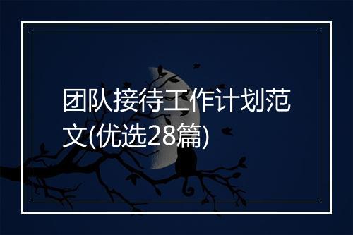 团队接待工作计划范文(优选28篇)