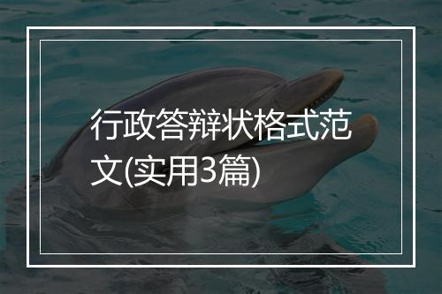 行政答辩状格式范文(实用3篇)