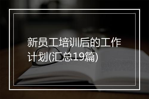 新员工培训后的工作计划(汇总19篇)