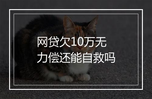 网贷欠10万无力偿还能自救吗