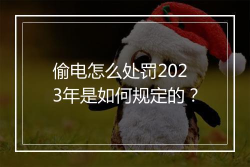 偷电怎么处罚2023年是如何规定的？