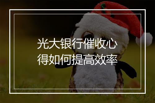 光大银行催收心得如何提高效率