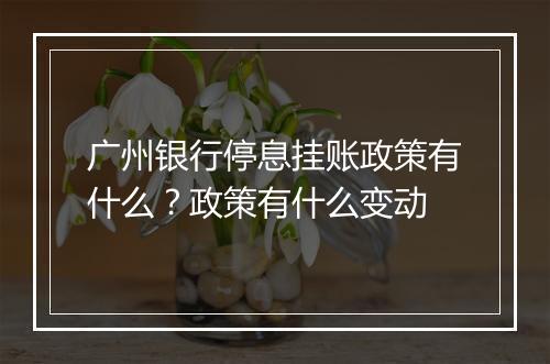广州银行停息挂账政策有什么？政策有什么变动